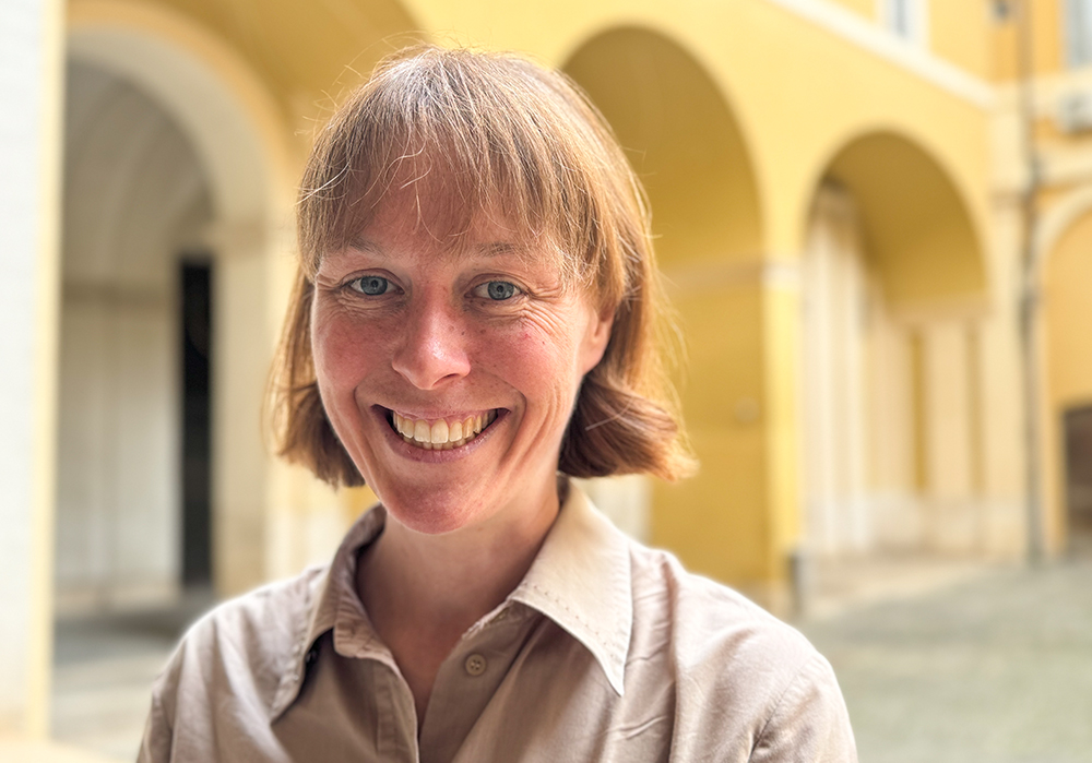 Mercy Sr. Elizabeth Young, of Wilcannia, Australia, poses for a photo after a panel at Pope Pius XI Hall in Rome Oct. 4. She shared her pastoral and spiritual experiences, conducting liturgies, including Sunday celebrations, baptisms and funerals — all with the authorization of the local bishop — since there are no other pastoral agents in the area. (GSR photo/Rhina Guidos)