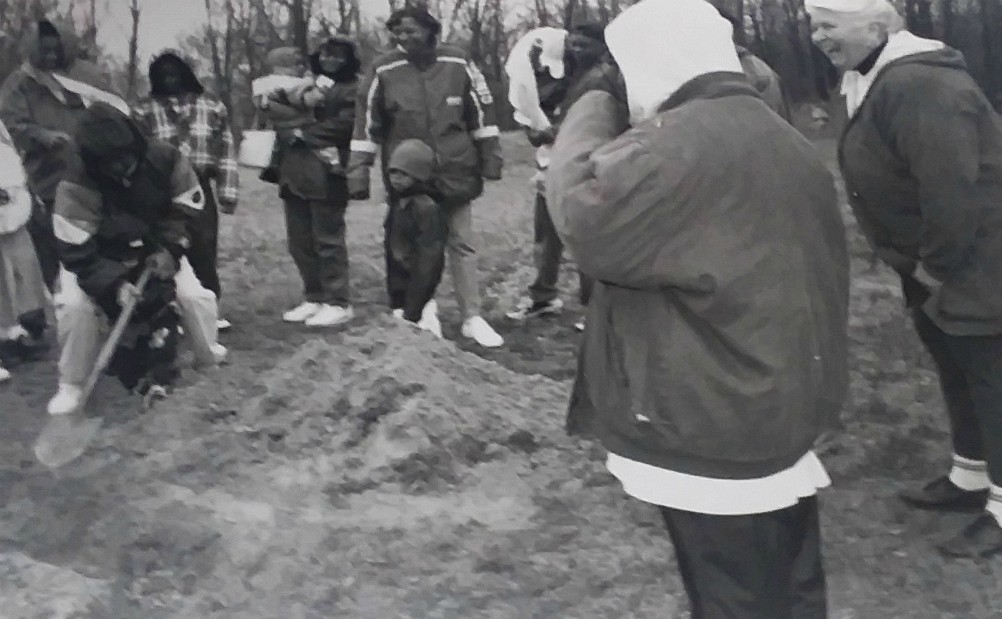 An outing for the residents of Dehon House in 1995. Dominican Sr. Lois McGovern is watching from the far right, as the residents plant a tree. (Provided photo) An outing for the residents of Dehon House in 1995. Dominican Sr. Lois McGovern is watching from the far right, as the residents plant a tree. (Provided photo)