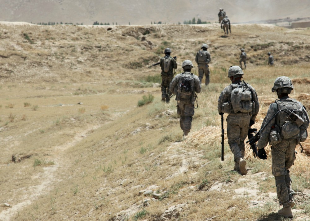 U.S. Army soldiers, alongside Afghanistan National Army soldiers, patrol through the village of Baraki Barak, Logar province, on July 6, 2011. (Wikimedia Commons/U.S. Department of Defense) U.S. Army soldiers, alongside Afghanistan National Army soldiers, patrol through the village of Baraki Barak, Logar province, on July 6, 2011. (Wikimedia Commons/U.S. Department of Defense)