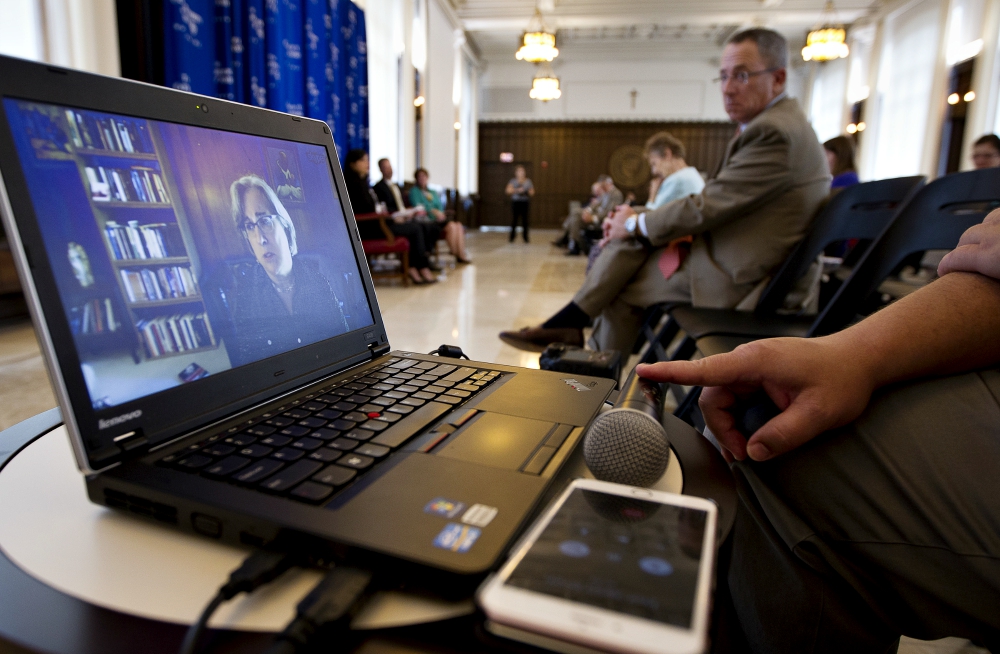 Janet Smith talks via Skype about "Humanae Vitae" at a 2016 news conference at the Catholic University of America. Smith is scheduled to speak at the Napa Institute's "Authentic Reform" conference Oct. 2 in Washington, D.C. (CNS/Tyler Orsburn) Janet Smith talks via Skype about "Humanae Vitae" at a 2016 news conference at the Catholic University of America. Smith is scheduled to speak at the Napa Institute's "Authentic Reform" conference Oct. 2 in Washington, D.C. (CNS/Tyler Orsburn)