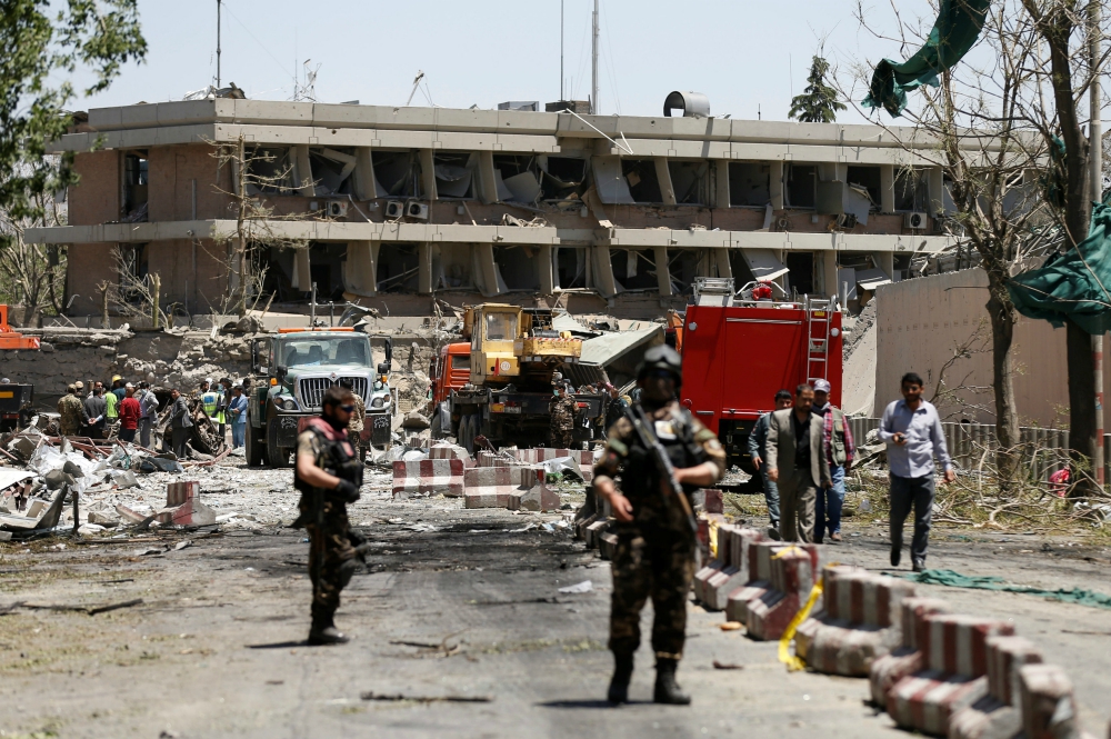 Afghan officials inspect outside the German embassy after a May 31 bombing in Kabul. At least 90 people were killed and more than 400 were wounded in one of the worst extremist attacks since the drawdown of foreign forces in 2014. Afghan officials inspect outside the German embassy after a May 31 bombing in Kabul. At least 90 people were killed and more than 400 were wounded in one of the worst extremist attacks since the drawdown of foreign forces in 2014.