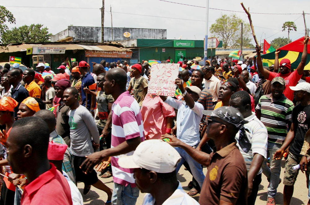 Opposition supporters take part during a protest Sept. 20, 2017, in Lomé, Togo, calling for the immediate resignation of Togolese President Faure Gnassingbé. (CNS/Reuters) Opposition supporters take part during a protest Sept. 20, 2017, in Lomé, Togo, calling for the immediate resignation of Togolese President Faure Gnassingbé. (CNS/Reuters)