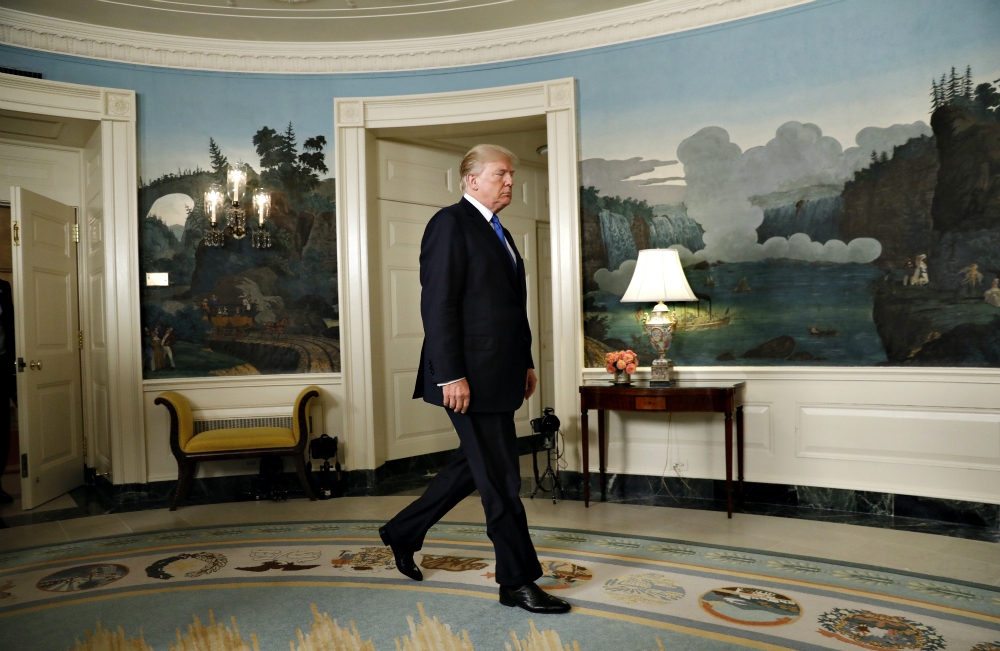 President Donald Trump in the Diplomatic Room of the White House in Washington Oct. 13 (CNS/Reuters/Kevin Lamarque) President Donald Trump in the Diplomatic Room of the White House in Washington Oct. 13 (CNS/Reuters/Kevin Lamarque)