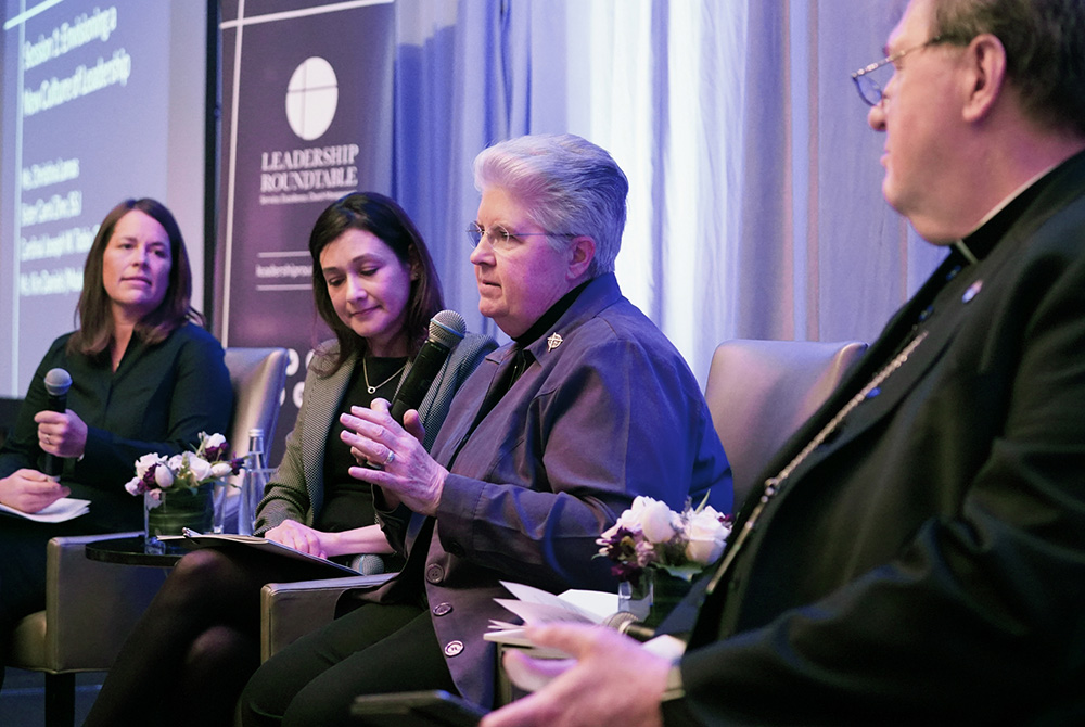 Sr Carol Zinn, a Sister of St. Joseph, executive director for the Leadership Conference of Women Religious, speaks during the Catholic Leadership Roundtable Feb. 28, 2020, in Washington. The event was organized to respond to the clergy sexual abuse crisis Sr Carol Zinn, a Sister of St. Joseph, executive director for the Leadership Conference of Women Religious, speaks during the Catholic Leadership Roundtable Feb. 28, 2020, in Washington. The event was organized to respond to the clergy sexual abuse crisis