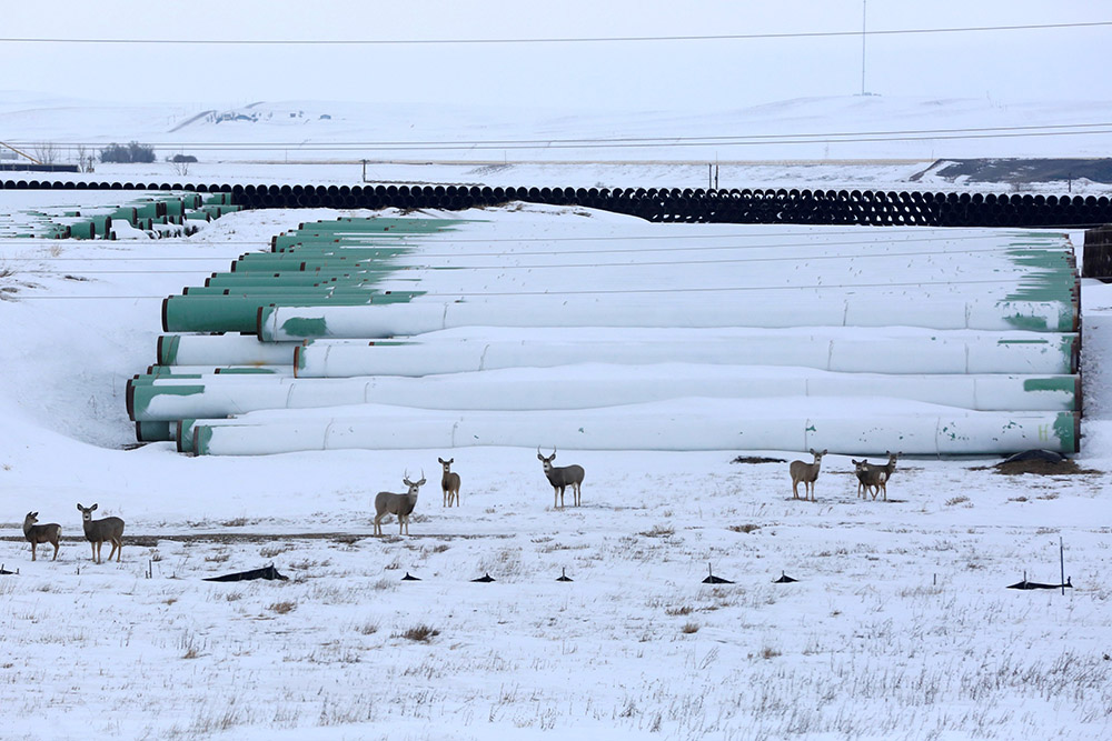 A depot used to store pipes for TC Energy Corp's then-planned Keystone XL oil pipeline is seen in Gascoyne, North Dakota, Jan. 25, 2017. (CNS/Reuters/Terray Sylvester) A depot used to store pipes for TC Energy Corp's then-planned Keystone XL oil pipeline is seen in Gascoyne, North Dakota, Jan. 25, 2017. (CNS/Reuters/Terray Sylvester)