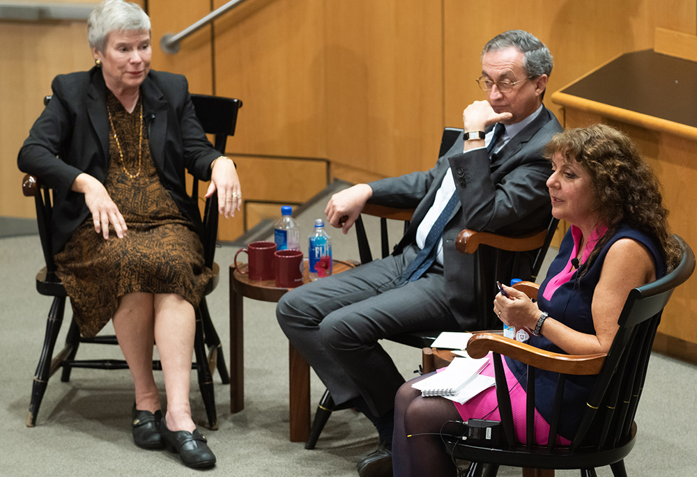 Participants at an Oct. 26 event on nuclear arms issues at Fordham University (Leo Sorel/Fordham University) in New York City.