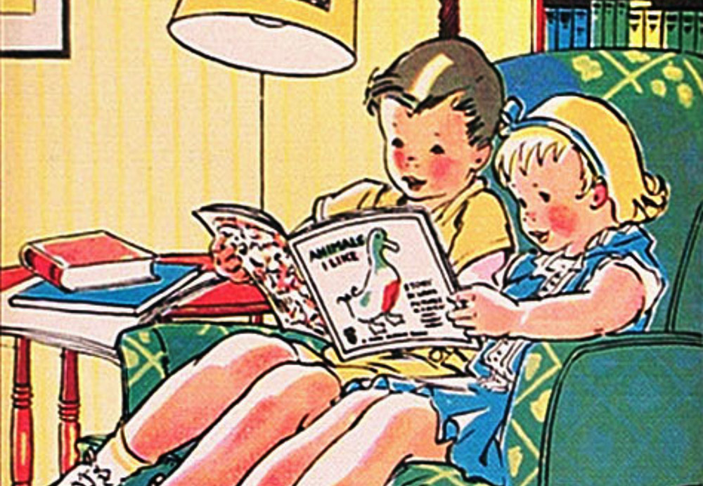 Illustration of a boy and a girl reading a story (Pixabay/Oberholster Venita)