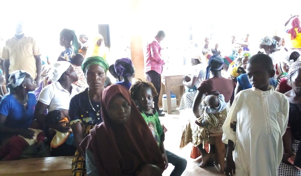 Children participate in a clinic outreach program for sickle cell anemia in rural communities. Sickle cell anemia and tuberculosis are common diseases in the area. (Courtesy of Medical Missionaries of Mary)