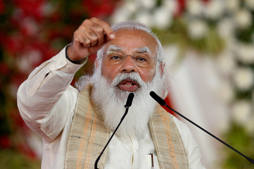 Indian Prime Minister Narendra Modi is pictured in a March 12, 2021, photo. (CNS/Reuters/Amit Dave)