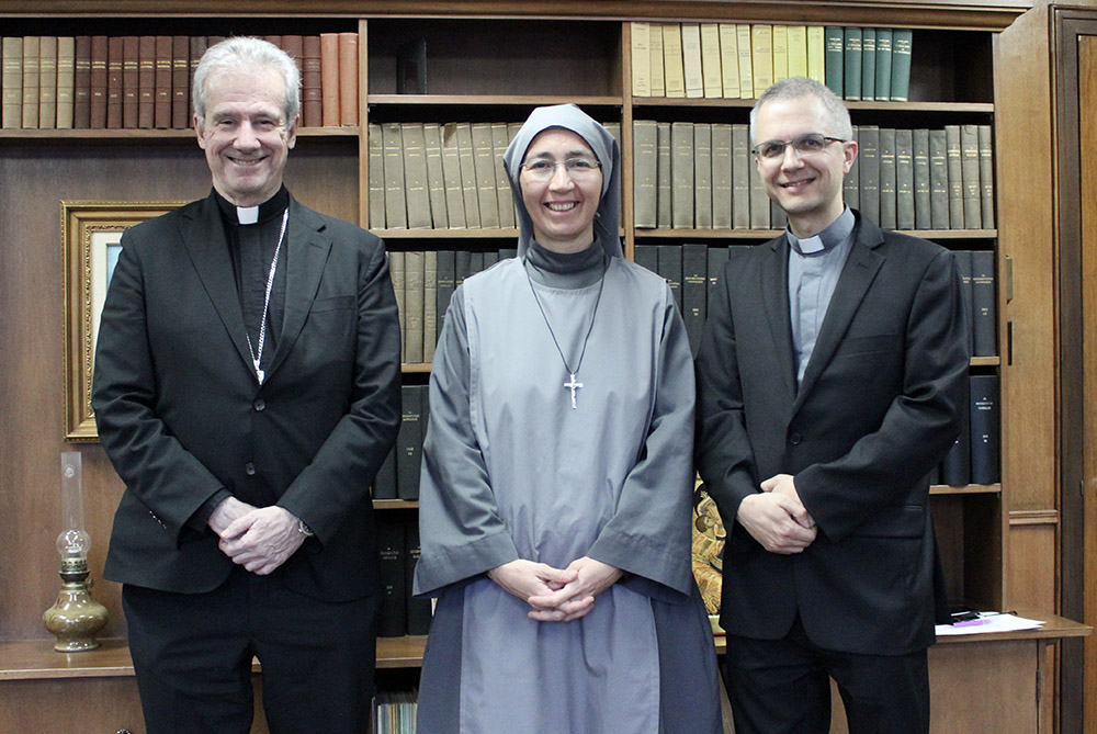 From left: Montreal Archbishop Christian Lépine, Mater Dei Sr. Natalia Vazquez and Fr. François Charette (Joanna Kozakiewicz)