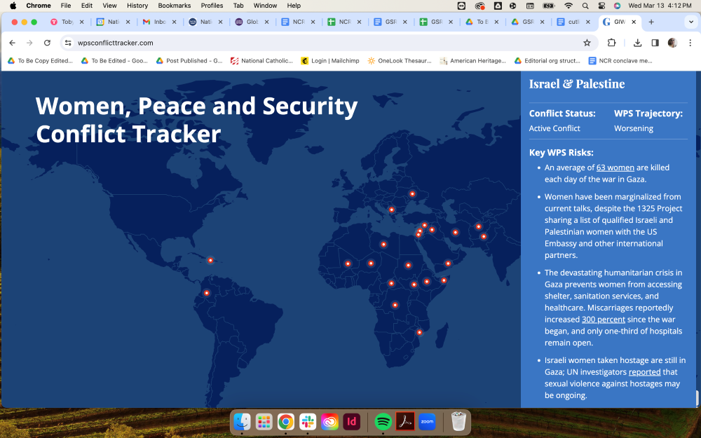 A screenshot of the Women, Peace and Security (or WPS) Conflict Tracker