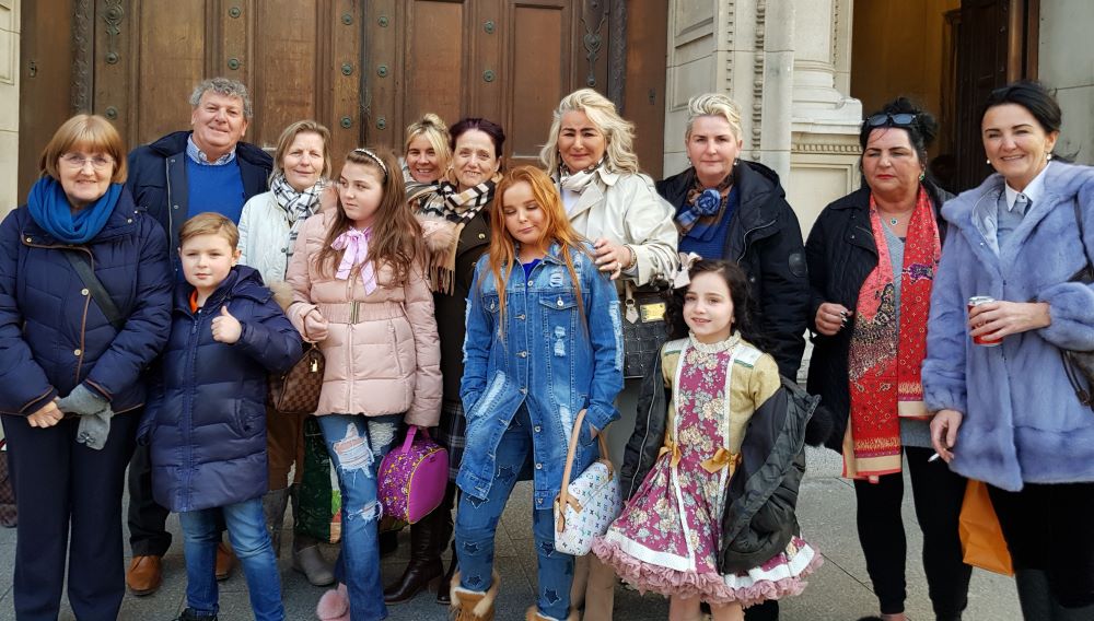 Presentation Sr. Bernadette Healey, far left, is pictured with a group of Travellers at Westminster Cathedral, London.