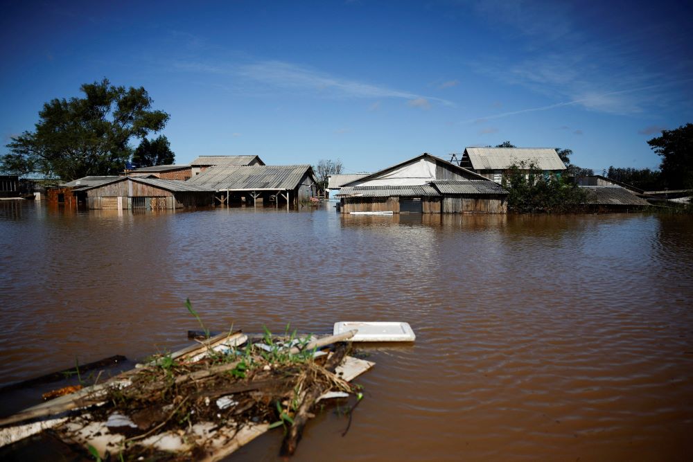 The flooded fishing hamlet of Paqueta in Canoas in Brazil's Rio Grande do Sul state is seen May 14.