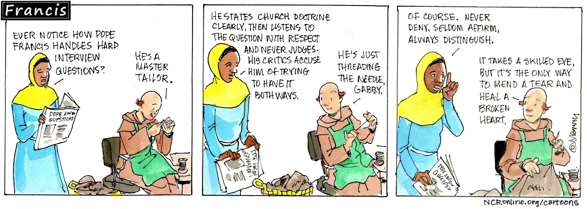 Ever notice how Pope Francis handles hard questions in interviews?
