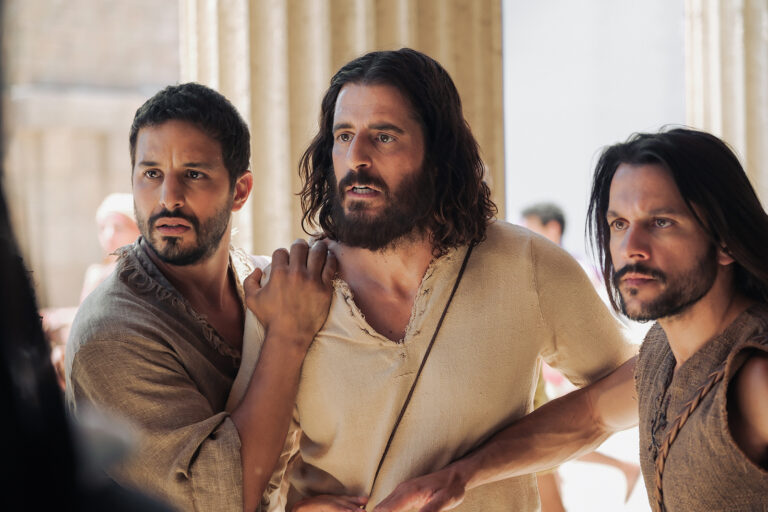 The Chosen season four Actor Jonathan Roumie, center, portrays Jesus Christ in Season Four of the series “The Chosen.”