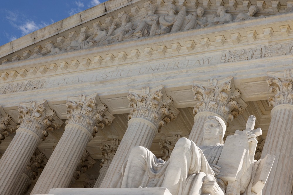 U.S. Supreme Court building. Carved facade of Supreme Court building