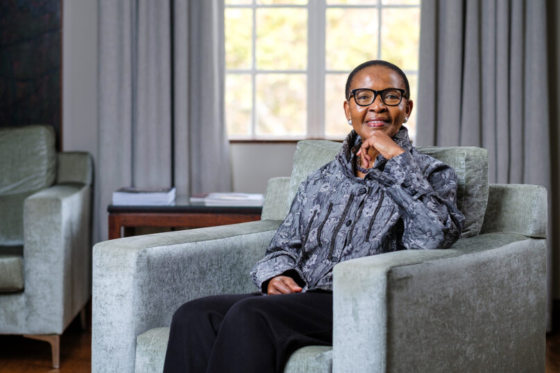 Pumla Gobodo-Madikizela Pumla Gobodo-Madikizela sits in a chair smiling at camera