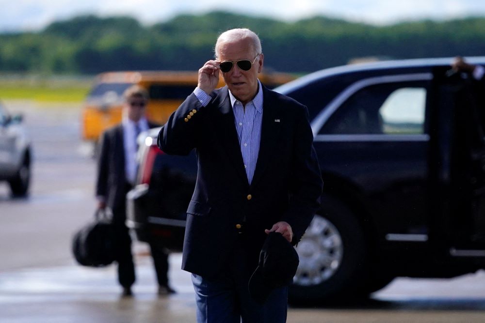 U.S. President Joe Biden walks at Dane County Regional Airport, in Madison, Wisconsin July 5. U.S. President Joe Biden walks at Dane County Regional Airport, in Madison, Wisconsin July 5.
