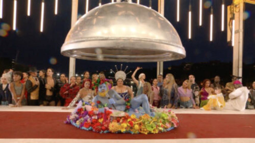 his scene during the opening ceremony of the Olympic Games in Paris, Friday, July 26, 2024, was meant to represent the Greek gods during a banquet, according to organizers. This scene during the opening ceremony of the Olympic Games in Paris