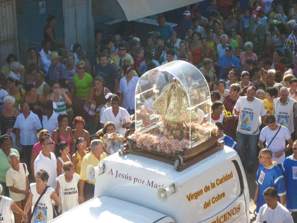 Virgen de la Caridad del Cobre passes through Melena del Sur, Cuba, in 2011. Virgen de la Caridad del Cobre passes through Melena del Sur, Cuba, in 2011.