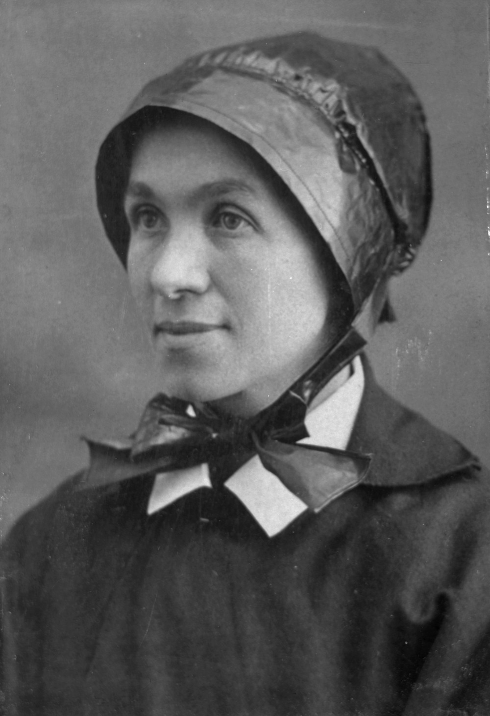 Sister Blandina Segale Black and white portrait of the sister in bonnet.
