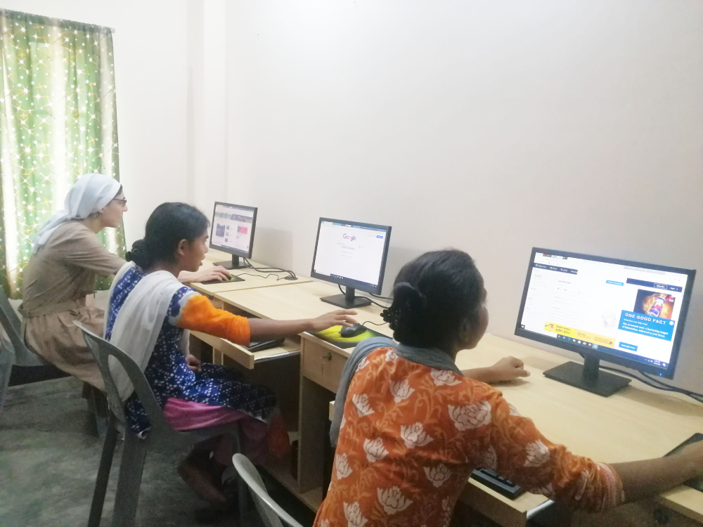 Sr. Lorenza Raffaella Radini teaches computer skills to her students Sr. Lorenza Raffaella Radini teaches computer skills to her students at St. Anne's Convent in Mymensingh Diocese. (Stephan Uttom Rozario)
