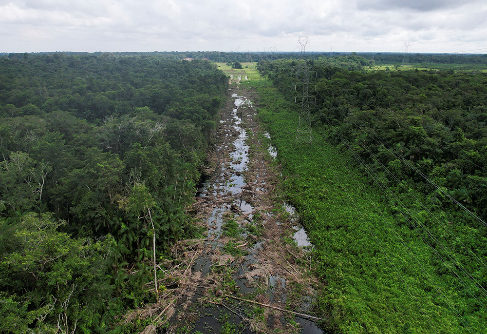 A drone view Feb. 4, 2025, shows the 8-mile-long Avenida Liberdade being constructed through protected rainforest to Belém, Brazil, which will host the United Nations Climate Change Conference (COP30) in November. (OSV News/Reuters/Adriano Machado)