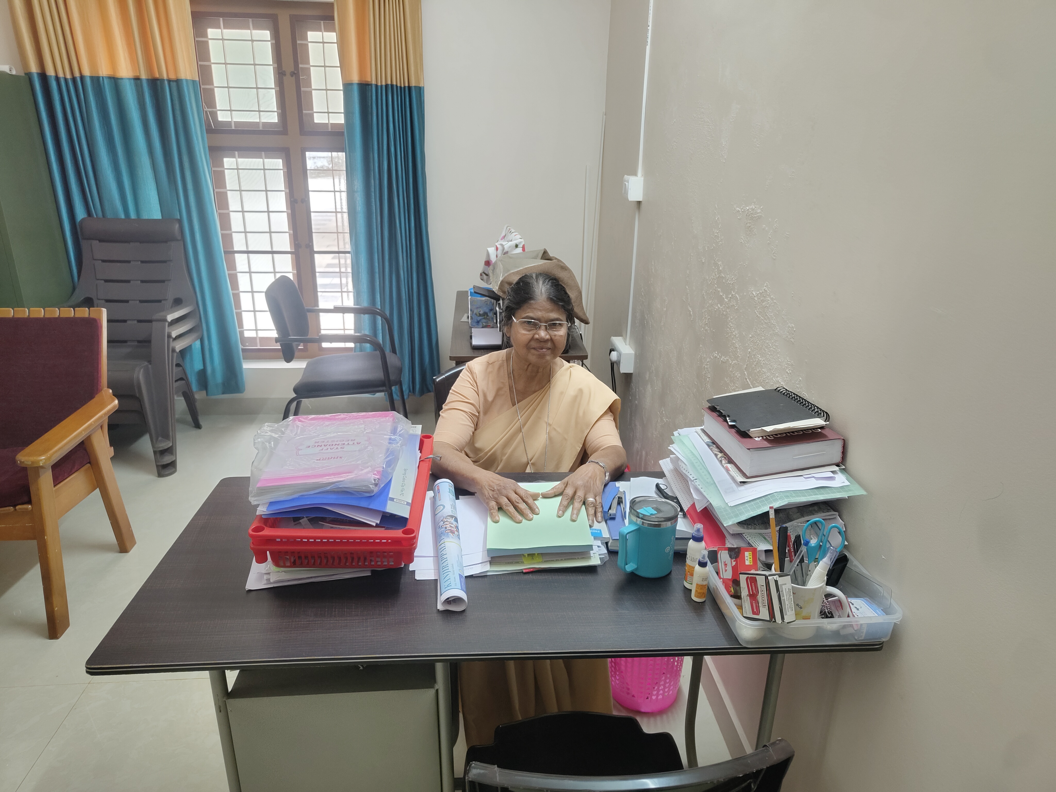Sr. Gracy Thombrakudy in her office at the Sisters of Charity of Nazareth Convent Sr. Gracy Thombrakudy in her office at the Sisters of Charity of Nazareth Convent