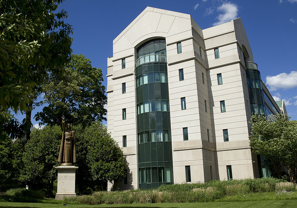 The U.S. Conference of Catholic Bishops building is seen May 8, 2017, in Washington. The conference said it would not renew its cooperative agreements with the federal government related to children’s services and refugee support after its longstanding partnerships with the federal government in those areas became "untenable." (OSV News/Tyler Orsburn)