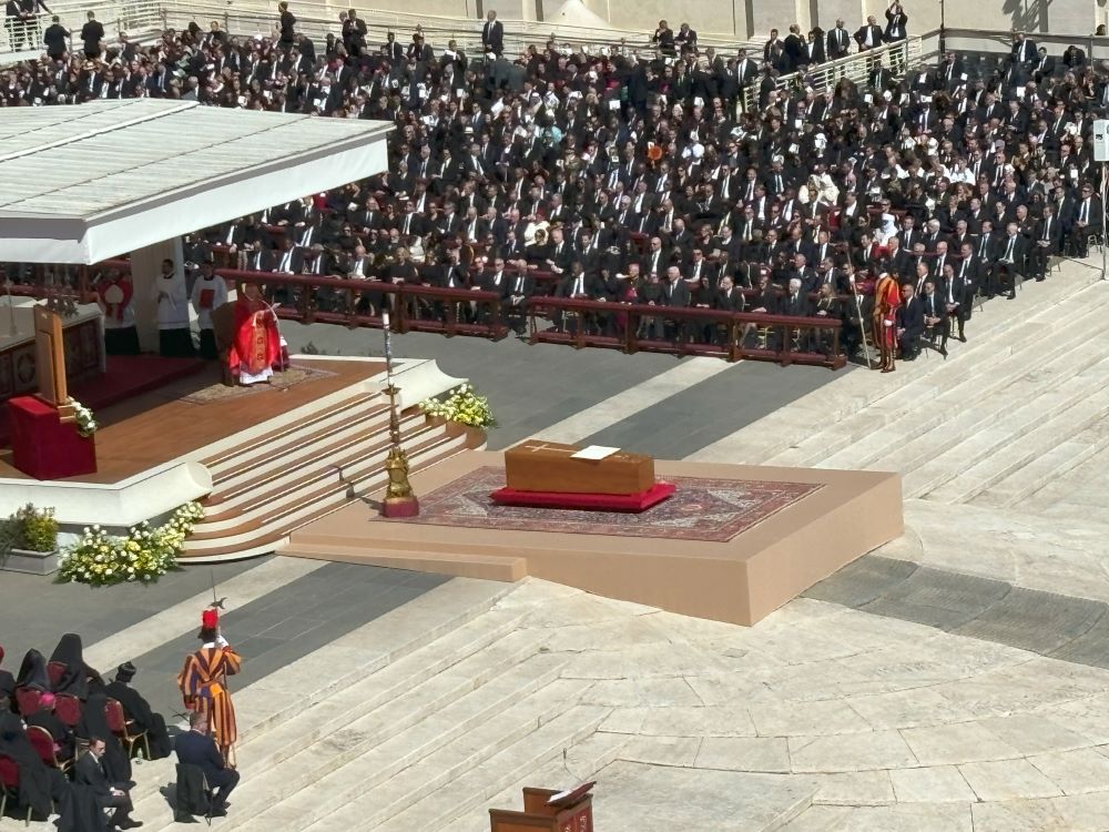 Pope's coffin in St. Peter's Square