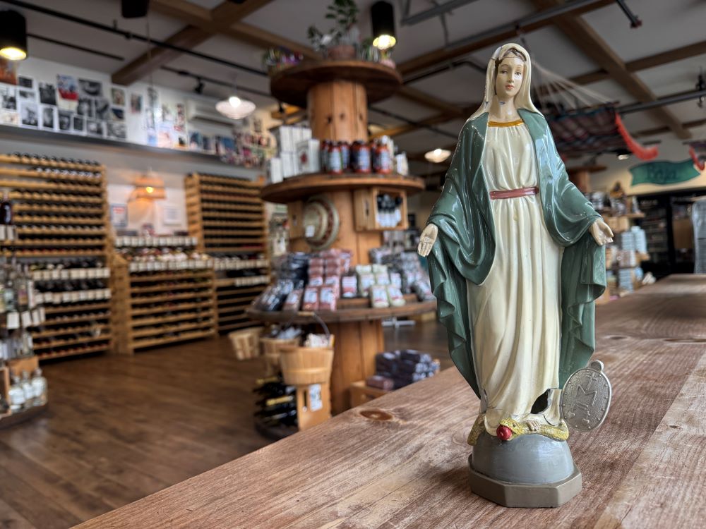 Mary statue on counter