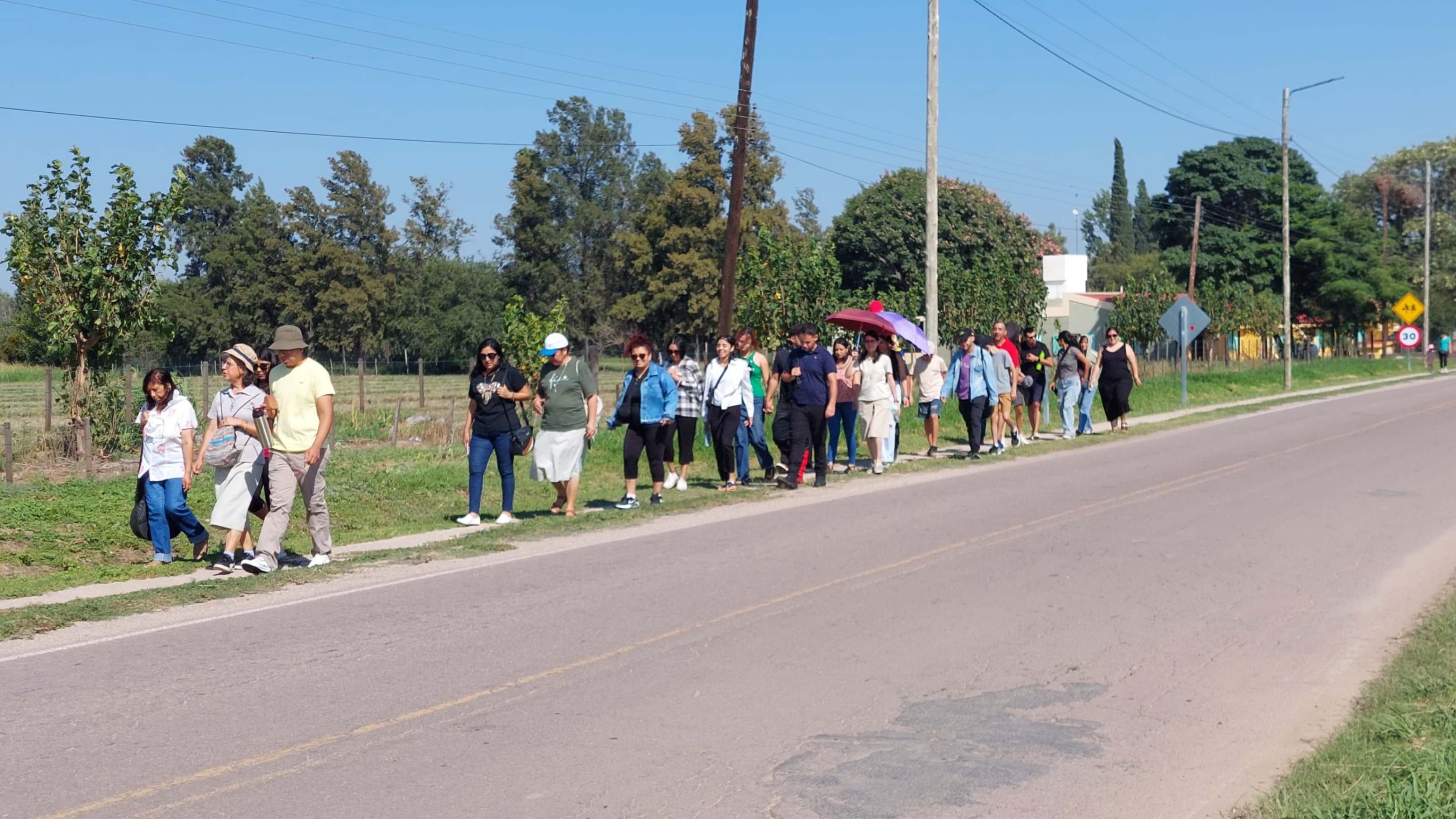 The group of missionaries moves early in the morning to the parish of Our Lady of Luján, located several blocks away from the Martín Güemes school — where they stayed and carried out afternoon activities — to participate in the Sunday Mass on Feb. 2, 2025. (Courtesy of Luis Prado)