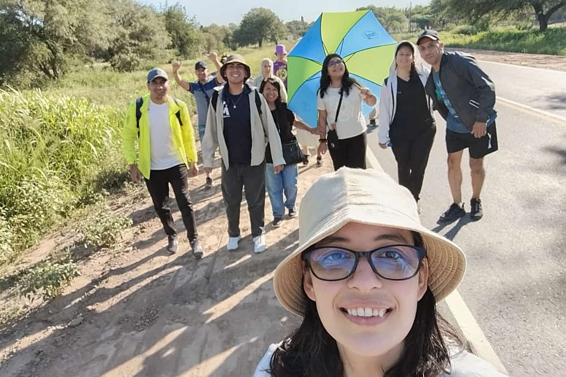 In front, Sr. Maite Fernández; middle row, from left to right, is Nelson Gorosito, Diego Rodríguez, Mercedes Robles, Zoe Lazarte Fernández, Noelia Salto and Diego Abregú; and back row, from left, is Luis Prado, Sr. Ángela María Tomei and Nadia Romano (Courtesy of Maite Fernández)