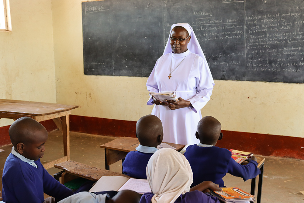 Sr. Immaculate Agneta Achieng teaches a class at the Baragoi Catholic Mission's comprehensive primary school in Samburu County, Kenya. (Lourine Oluoch)