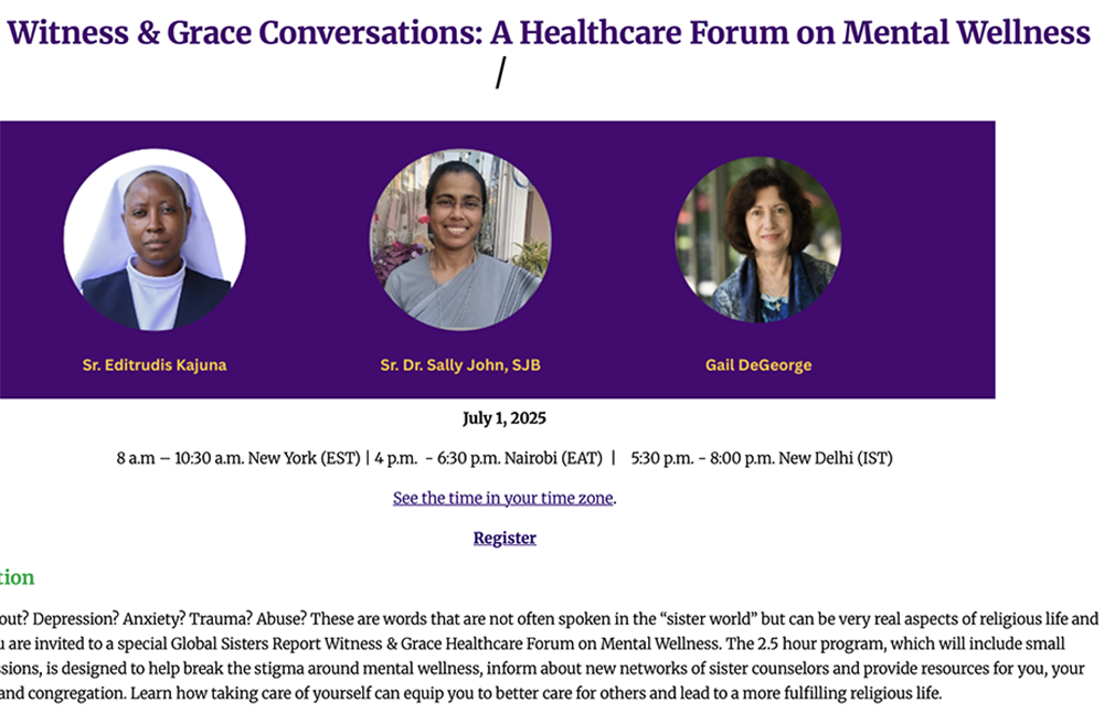 Global Sisters Report will host an online health care forum on mental wellness for sisters July 1. (GSR screenshot)