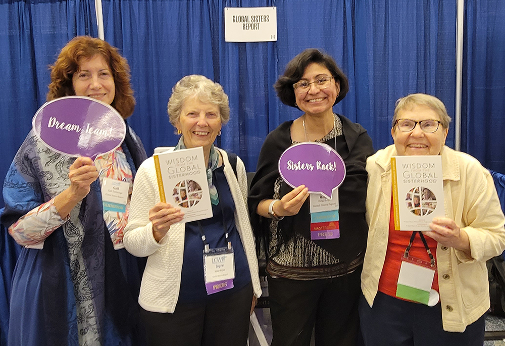 Gail DeGeorge, Sr. Joyce Meyer, co-founder of Global Sisters Report, Sr. Helga Leija, GSR columns editor and chief translator for GSR en Espanol, and Sr. Jan Cebula, former GSR sister liaison, at the LCWR Assembly in Orlando in 2024. (Courtesy of Gail DeGeorge)