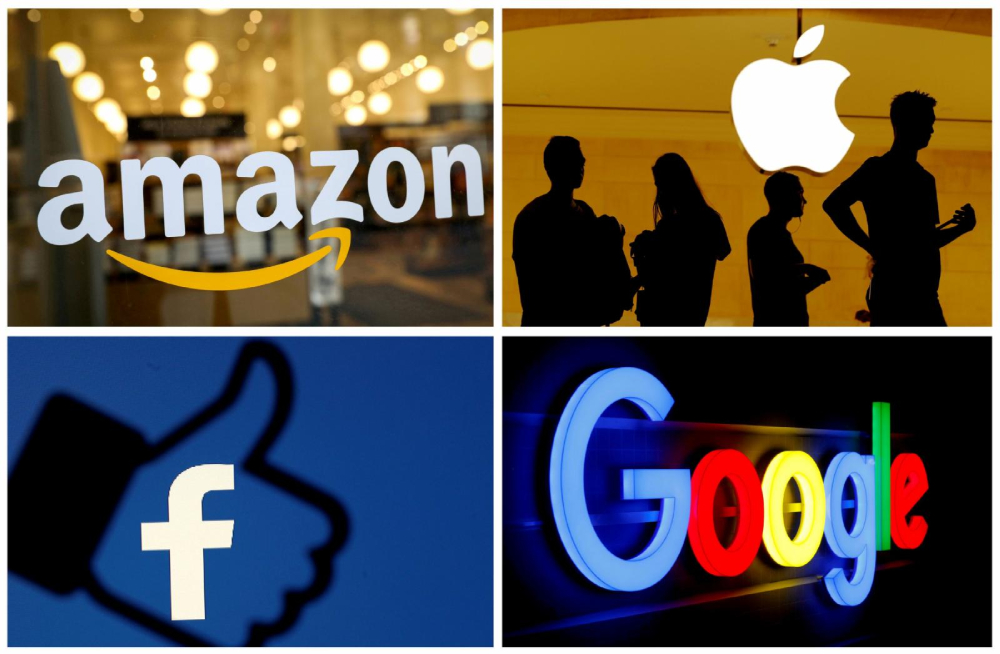 Amazon, Apple, Facebook and Google logos The logos of Amazon, Apple, Facebook and Google are seen in this combination photo. (CNS/Reuters)