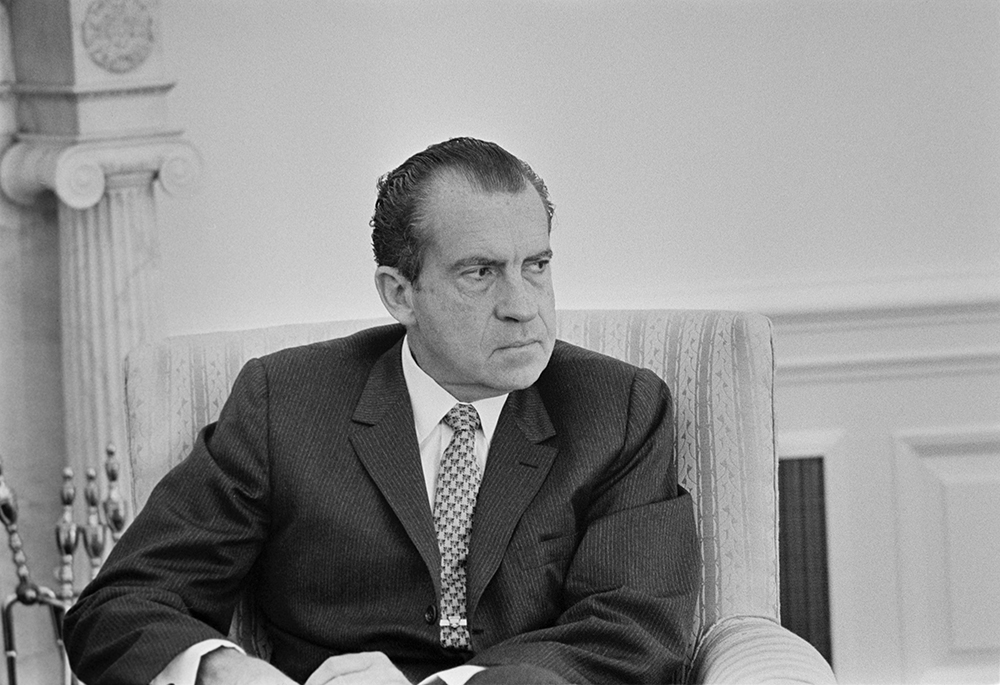 Then-President Richard Nixon is pictured Nov. 15, 1969, the day of the mass mobilization march and rally protesting the war in Vietnam in Washington. (OSV News/Courtesy of Richard Nixon Presidential Library and Museum)