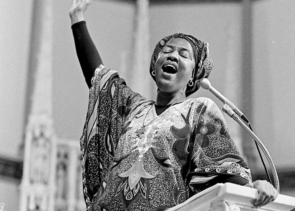 Sr. Thea Bowman speaks at St. Augustine Church in Washington in 1986. 