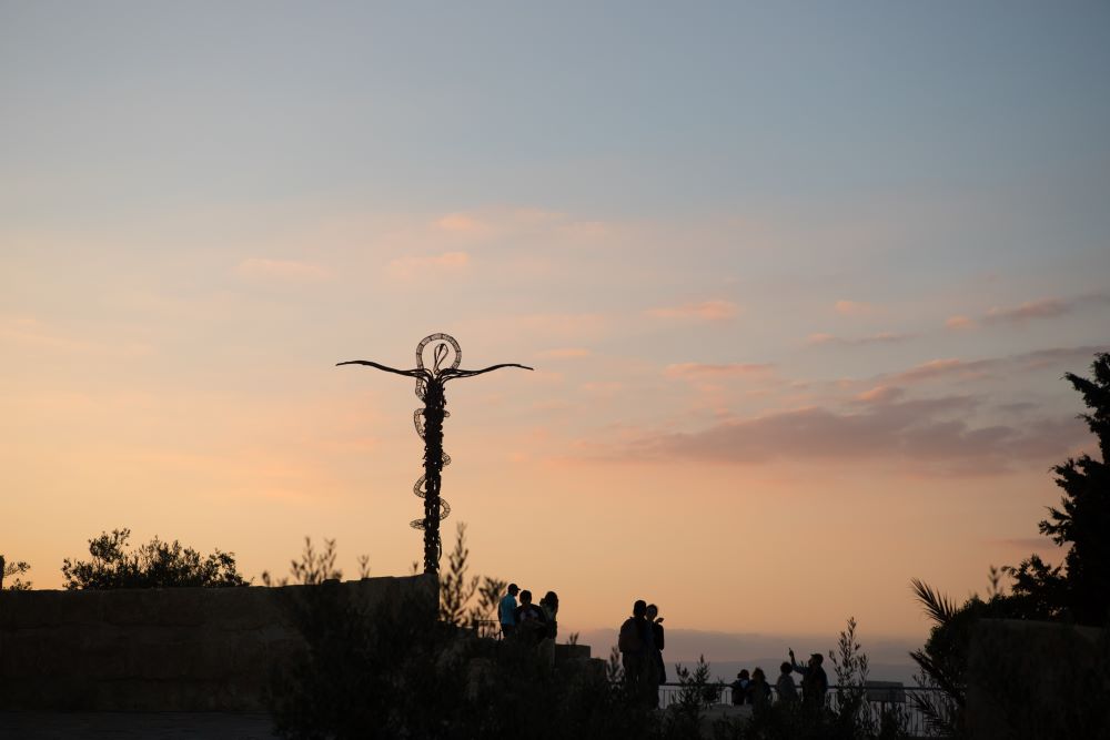 A sculpture representing Moses' staff and the serpent 