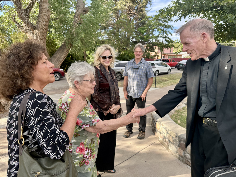 Archbishop Wester shaking hand of Rosalie Cordova Archbishop Wester shaking hand of Rosalie Cordova, following a mass on July 16 2025, with Tina Cordova, Melissa Parke and Jay Coghlan looking on. (Courtesy of ICAN/Seth Shelden)