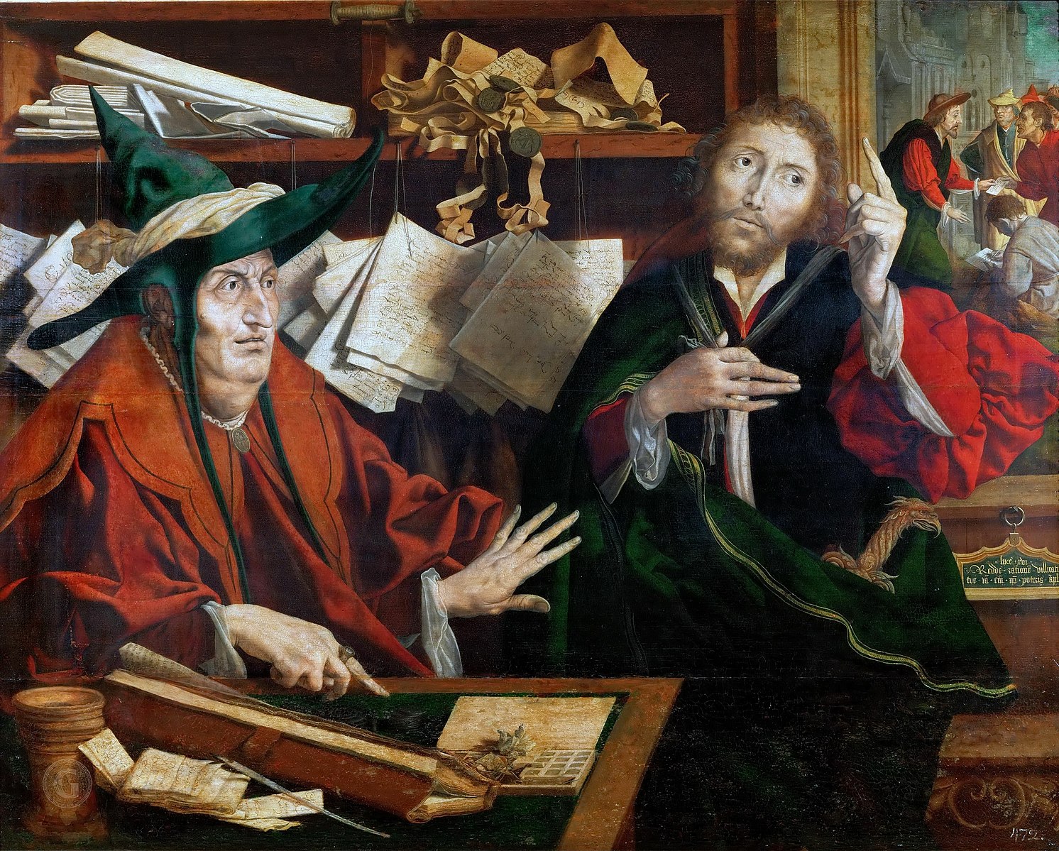 Parábola del mayordomo injusto, óleo sobre madera de Marinus van Reymerswaele, 1540. (Foto: Wikimedia Commons)