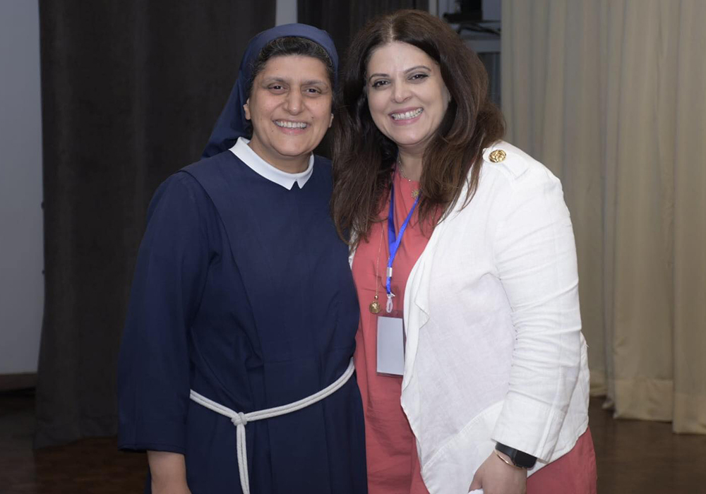 Sr. Rose Hanna is pictured at an event of the Association Libanaise de Thérapies comportementales et cognitives, or Lebanese Association of Behavior and Cognitive Therapy (ALTCC). Hanna was present at the ALTCC Annual Conference at Hôpital Psychiatrique de la Croix entitled "War and Peace: Adaptive Strategies." (Courtesy of ALTCC)