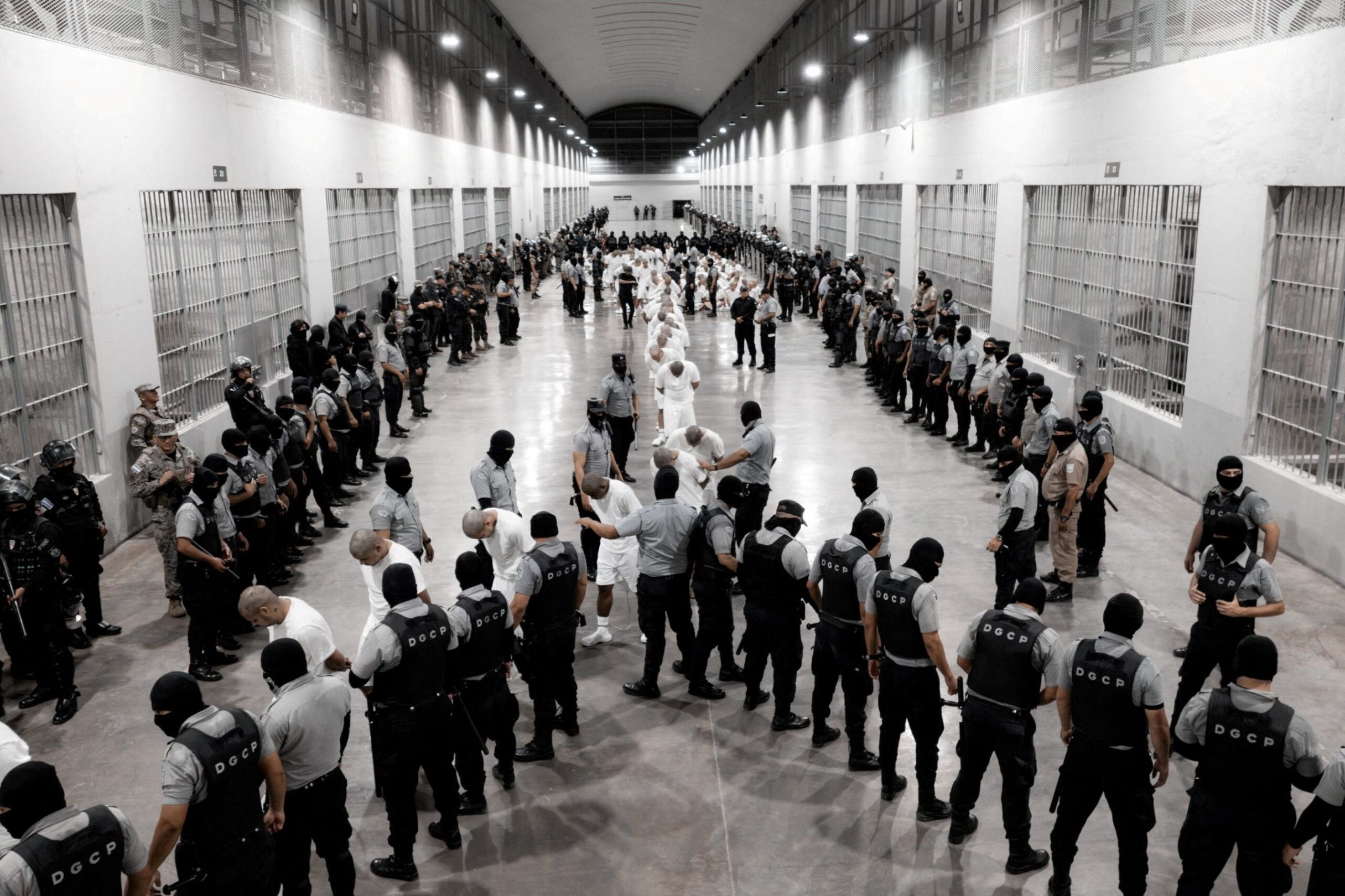 Agentes de policía salvadoreños escoltan a un presunto miembro de la banda venezolana Tren de Aragua en Tecoluca, El Salvador, el 16 de marzo de 2025, quien fue recientemente deportado por el Gobierno de Estados Unidos para ser encarcelado en el Centro de Confinamiento de Terroristas (Cecot), como parte de un acuerdo con el Gobierno salvadoreño. (Foto: OSV News/Secretaría de Prensa de la Presidencia/vía Reuters)