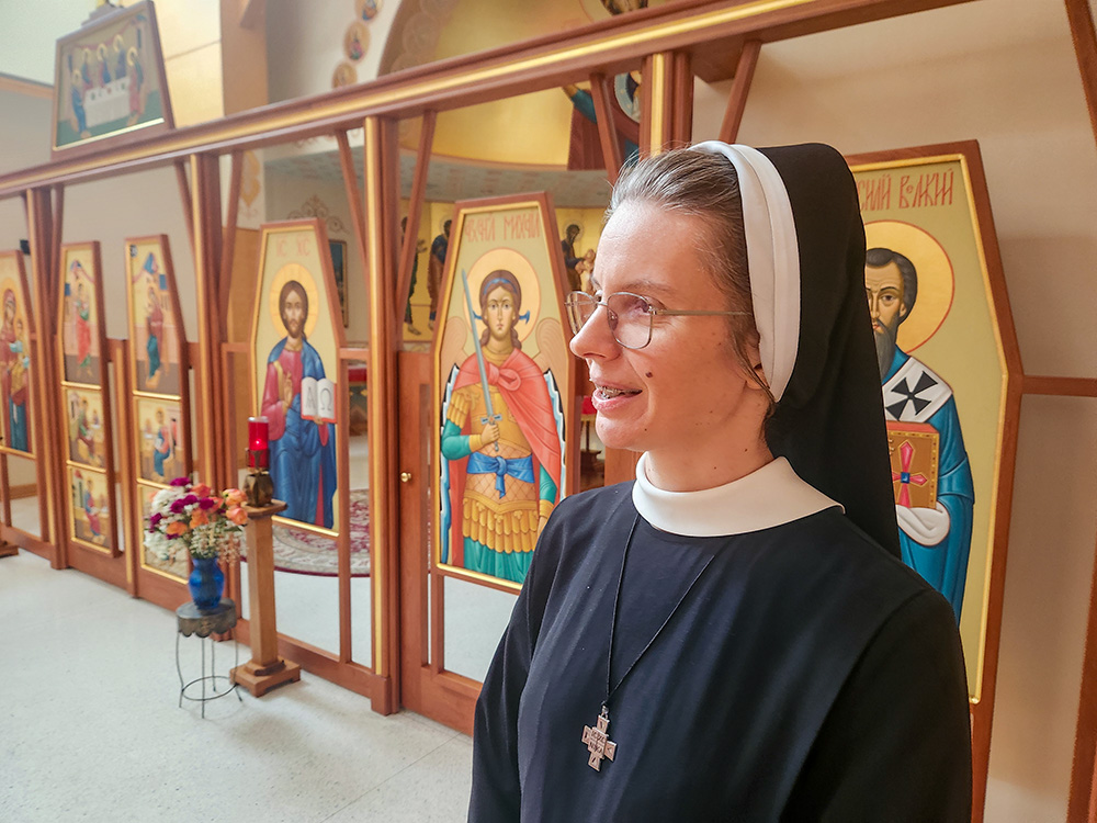 Mother Emanujila Vishka, the new general superior of the Sisters of the Order of St. Basil the Great, praised the U.S-based sisters for their loving support of Ukraine and Ukrainian sisters. (GSR photo/Chris Herlinger)