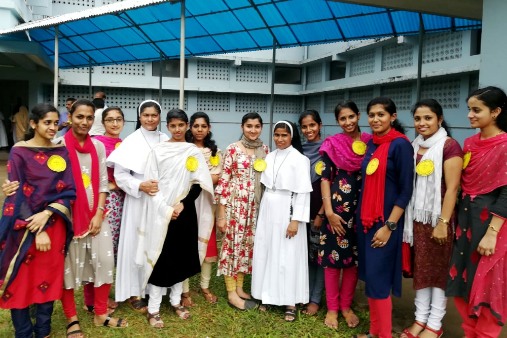 Nursing students come to support Catholic nuns in a Sept. 15 prayer program at the Pastoral Centre of Dwaraka parish in the Mananthavady Diocese, Kerala, India. (Saji Thomas) Nursing students come to support Catholic nuns in a Sept. 15 prayer program at the Pastoral Centre of Dwaraka parish in the Mananthavady Diocese, Kerala, India. (Saji Thomas)