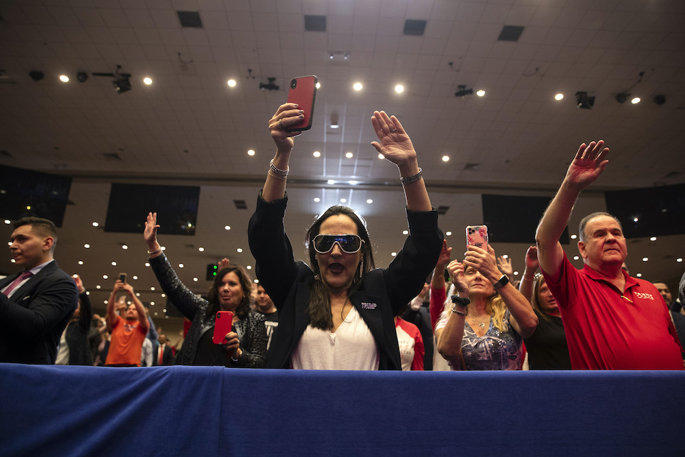 Supporters of President Donald Trump pray during an "Evangelicals for Trump Coalition Launch" at King Jesus International Ministry on Jan. 3 in Miami, Florida. (AP/ Evan Vucci) Supporters of President Donald Trump pray during an "Evangelicals for Trump Coalition Launch" at King Jesus International Ministry on Jan. 3 in Miami, Florida. (AP/ Evan Vucci)