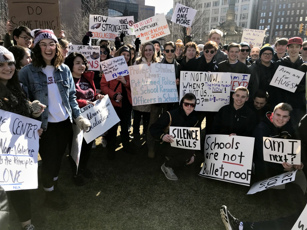 More than a hundred students and faculty from Northeast Ohio Catholic high schools attended the March for Our Lives in Cleveland Public Square on March 24. (Christine Schenk) More than a hundred students and faculty from Northeast Ohio Catholic high schools attended the March for Our Lives in Cleveland Public Square on March 24. (Christine Schenk)