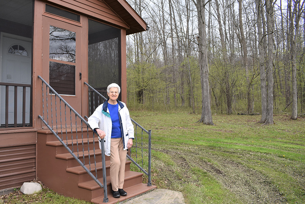 Mercy Sr. Donna Marie Paolini on the hermitage steps at the Center for Solitude in Belmont, New York (Courtesy of the Sisters of Mercy) Mercy Sr. Donna Marie Paolini on the hermitage steps at the Center for Solitude in Belmont, New York (Courtesy of the Sisters of Mercy)