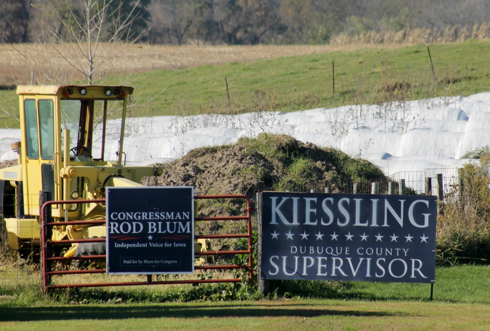 A sign supporting Republican Rep. Rod Blum's re-election to the U.S. House of Representatives is posted on a fence at a farm outside Dyersville, Iowa. (NCR photo/Brian Roewe) A sign supporting Republican Rep. Rod Blum's re-election to the U.S. House of Representatives is posted on a fence at a farm outside Dyersville, Iowa. (NCR photo/Brian Roewe)